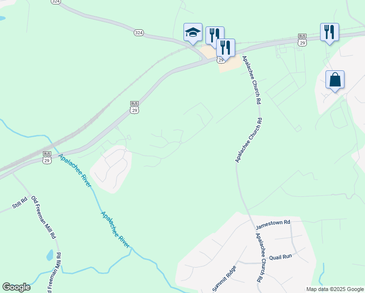 map of restaurants, bars, coffee shops, grocery stores, and more near 485 Auburn Crossing Drive in Auburn