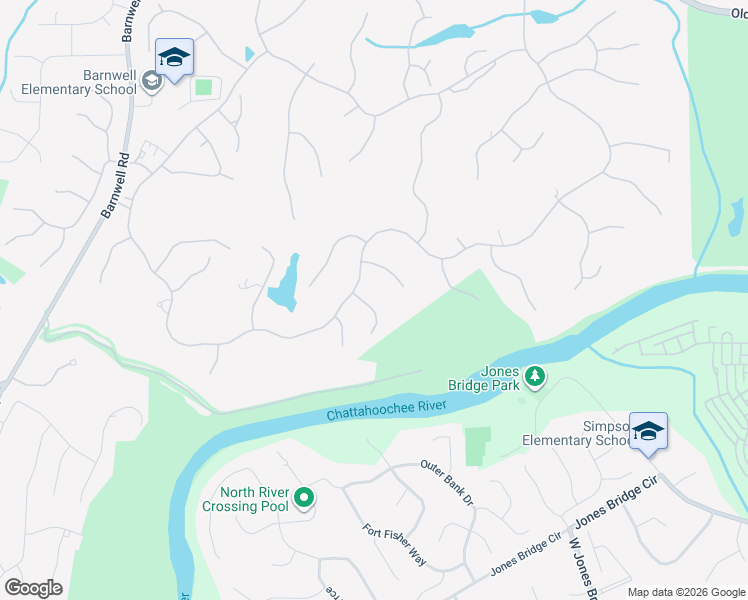 map of restaurants, bars, coffee shops, grocery stores, and more near 4050 Deverell Street in Alpharetta