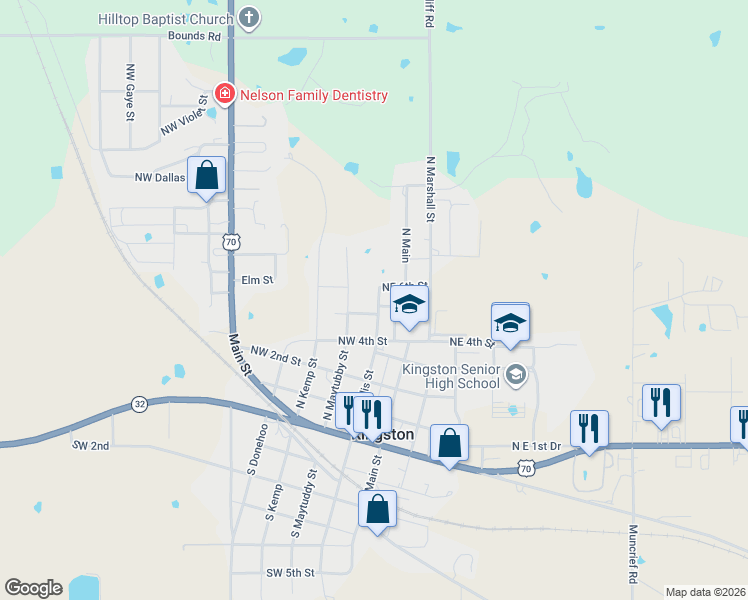 map of restaurants, bars, coffee shops, grocery stores, and more near 507 North Willis Street in Kingston