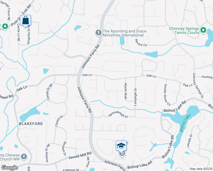 map of restaurants, bars, coffee shops, grocery stores, and more near 3923 Brinton Mill Road in Marietta