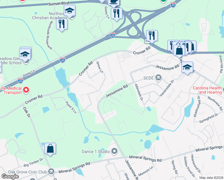map of restaurants, bars, coffee shops, grocery stores, and more near 154 English Drive in Lexington