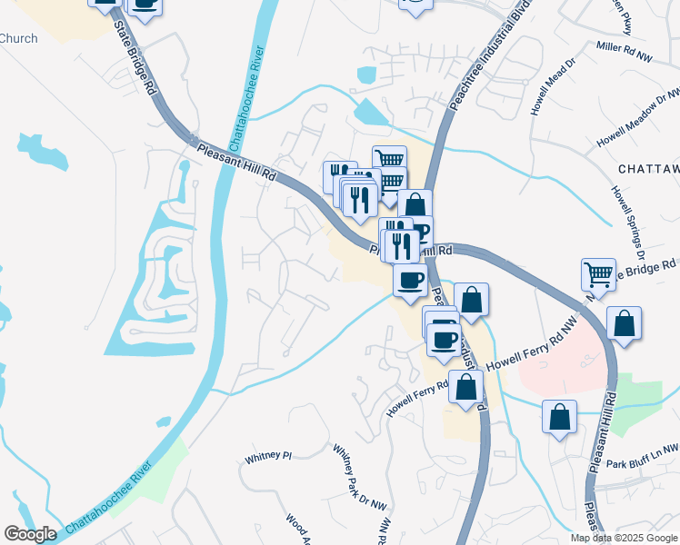 map of restaurants, bars, coffee shops, grocery stores, and more near 3808 Saint Annes Court in Duluth