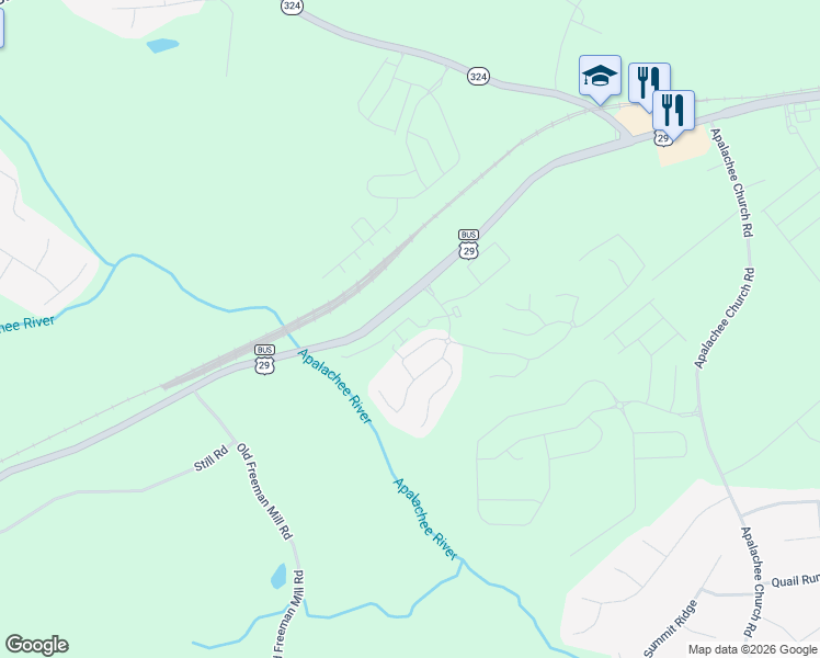 map of restaurants, bars, coffee shops, grocery stores, and more near 42 Auburn Crossing Drive in Auburn