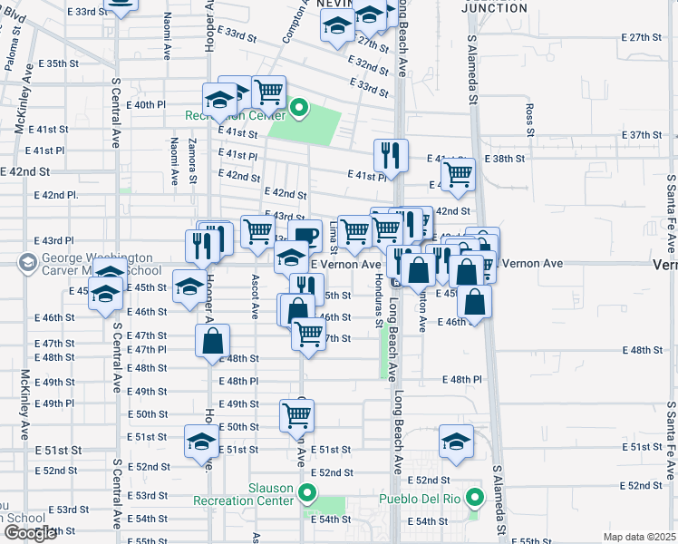 map of restaurants, bars, coffee shops, grocery stores, and more near 4408 Lima Street in Los Angeles