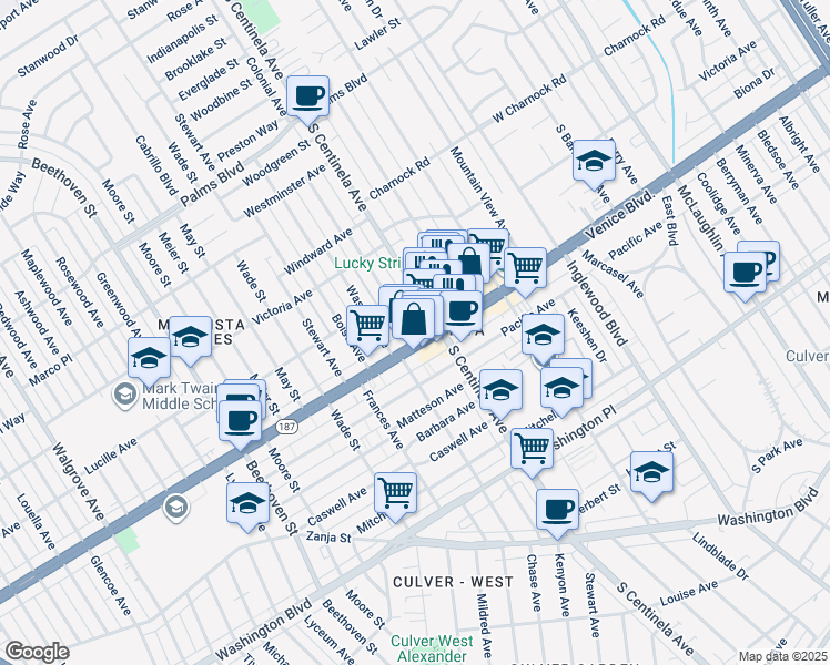 map of restaurants, bars, coffee shops, grocery stores, and more near in Los Angeles