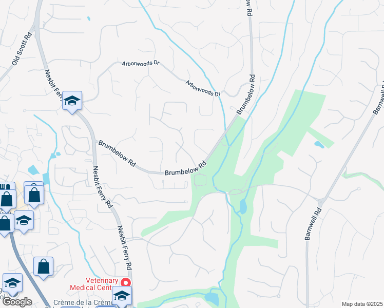 map of restaurants, bars, coffee shops, grocery stores, and more near 9195 Tuckerbrook Lane in Alpharetta