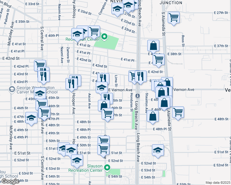 map of restaurants, bars, coffee shops, grocery stores, and more near 4408 Lima Street in Los Angeles