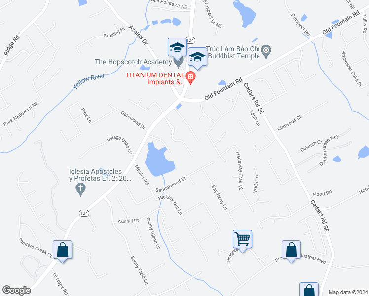 map of restaurants, bars, coffee shops, grocery stores, and more near 1074 Nathan Mauldin Drive in Lawrenceville