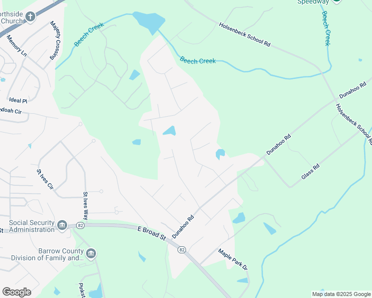 map of restaurants, bars, coffee shops, grocery stores, and more near 525 Huntleigh Drive in Winder