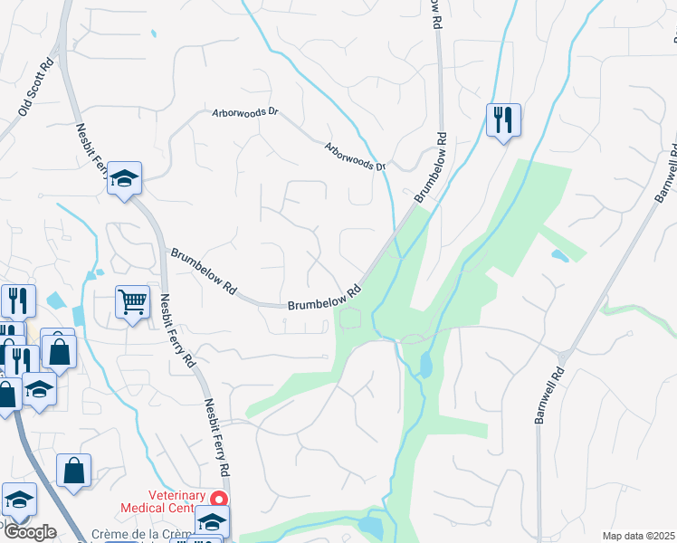 map of restaurants, bars, coffee shops, grocery stores, and more near 9195 Tuckerbrook Lane in Alpharetta