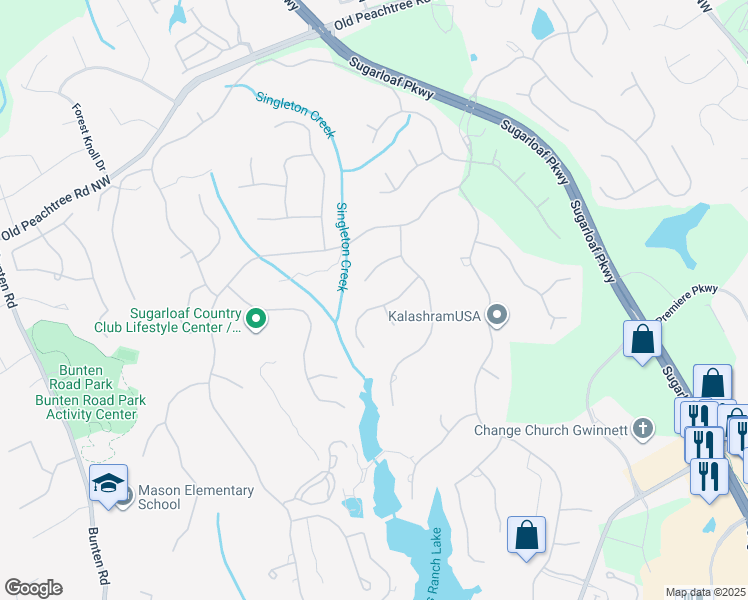 map of restaurants, bars, coffee shops, grocery stores, and more near 2251 Glen Mary Place in Duluth