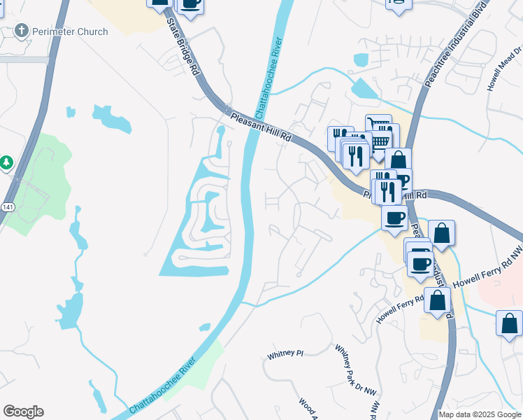 map of restaurants, bars, coffee shops, grocery stores, and more near 3941 The Battery in Duluth