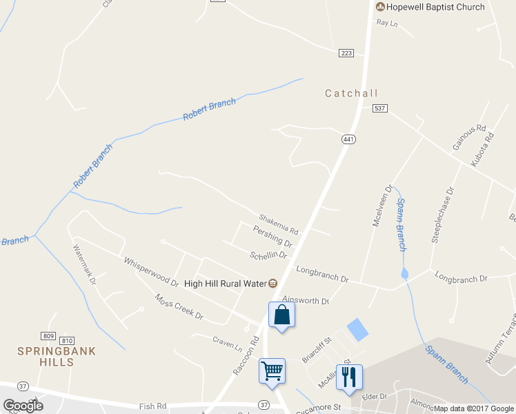 map of restaurants, bars, coffee shops, grocery stores, and more near 5515 Shakemia Road in Dalzell