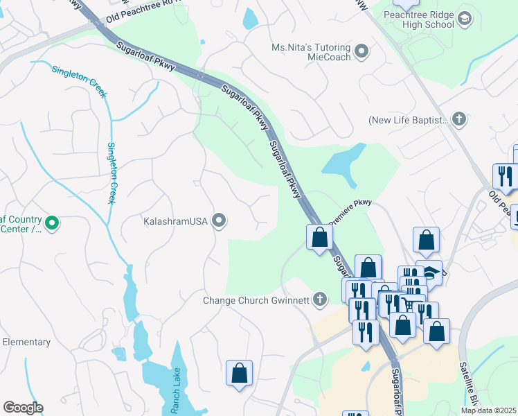 map of restaurants, bars, coffee shops, grocery stores, and more near 1744 Malvern Hill Place in Duluth