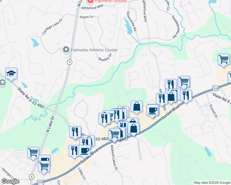 map of restaurants, bars, coffee shops, grocery stores, and more near 220 Hammock Drive in Lexington