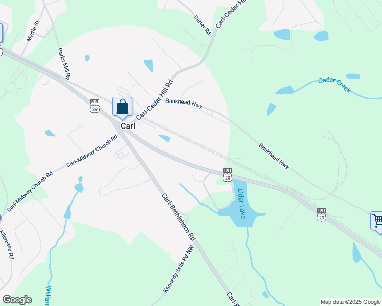 map of restaurants, bars, coffee shops, grocery stores, and more near 1071 Atlanta Highway Northwest in Auburn