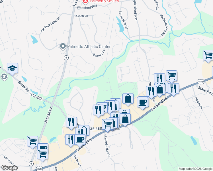 map of restaurants, bars, coffee shops, grocery stores, and more near 220 Hammock Drive in Lexington