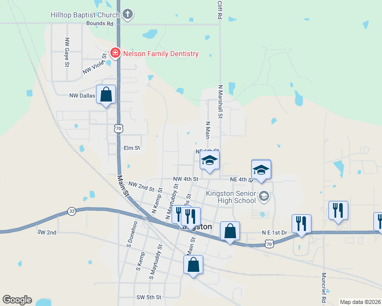 map of restaurants, bars, coffee shops, grocery stores, and more near 507 North Willis Street in Kingston