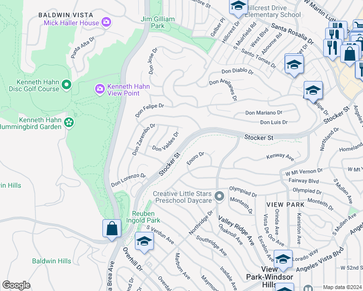 map of restaurants, bars, coffee shops, grocery stores, and more near 4485 Don Tomaso Drive in Los Angeles