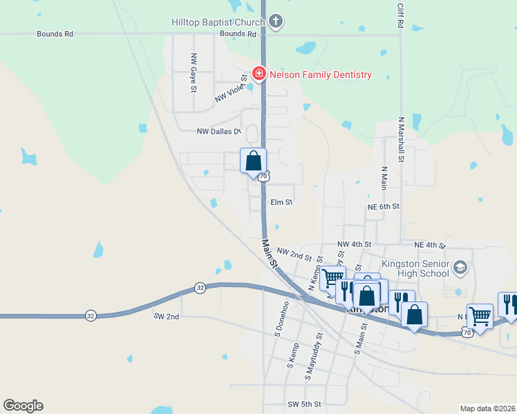 map of restaurants, bars, coffee shops, grocery stores, and more near 411 Oklahoma 70B in Kingston