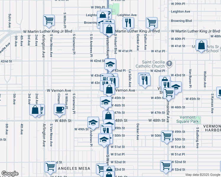 map of restaurants, bars, coffee shops, grocery stores, and more near in Los Angeles