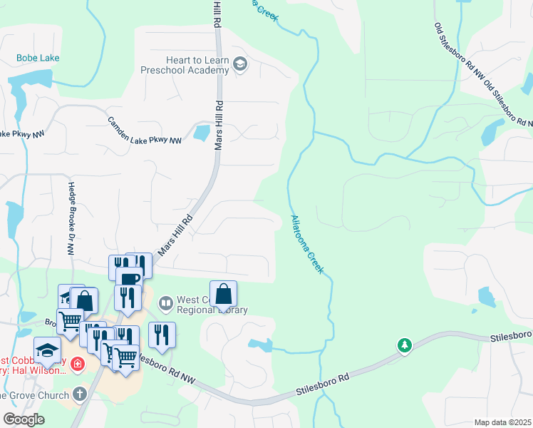 map of restaurants, bars, coffee shops, grocery stores, and more near 4902 Pleasantry Way Northwest in Acworth