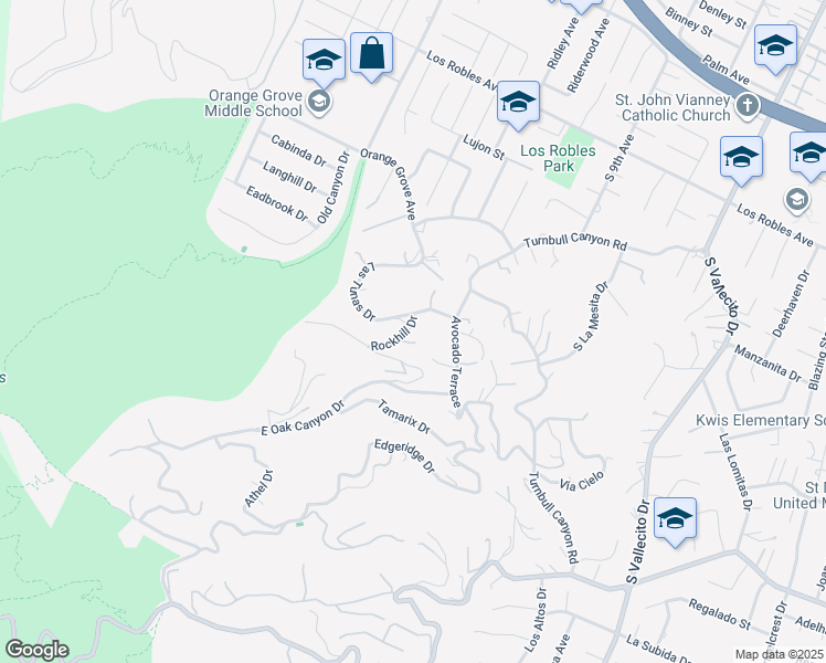 map of restaurants, bars, coffee shops, grocery stores, and more near 14930 Rockhill Drive in La Puente