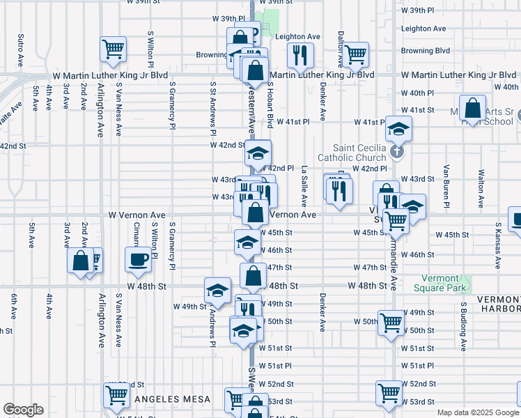 map of restaurants, bars, coffee shops, grocery stores, and more near in Los Angeles