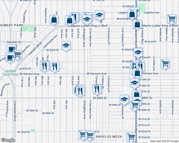 map of restaurants, bars, coffee shops, grocery stores, and more near in Los Angeles