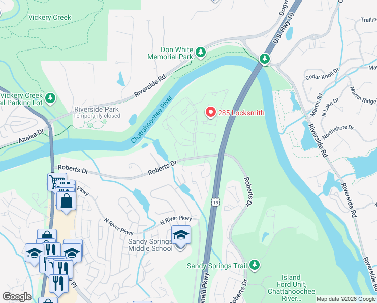 map of restaurants, bars, coffee shops, grocery stores, and more near 925 Roberts Landing Cove in Atlanta