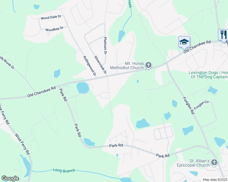 map of restaurants, bars, coffee shops, grocery stores, and more near 133 Fieldcrest Road in Lexington