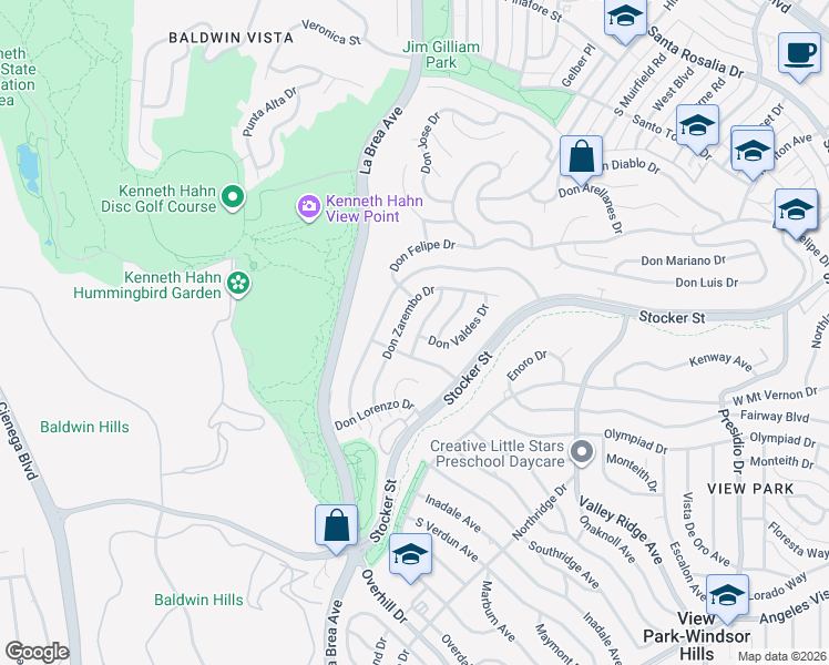 map of restaurants, bars, coffee shops, grocery stores, and more near 4557 Don Timoteo Drive in Los Angeles