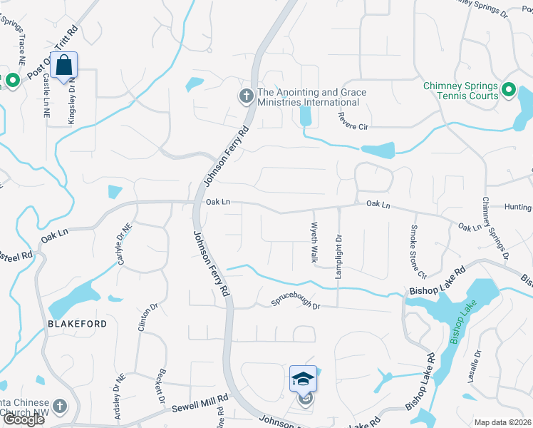 map of restaurants, bars, coffee shops, grocery stores, and more near 3923 Brinton Mill Road in Marietta