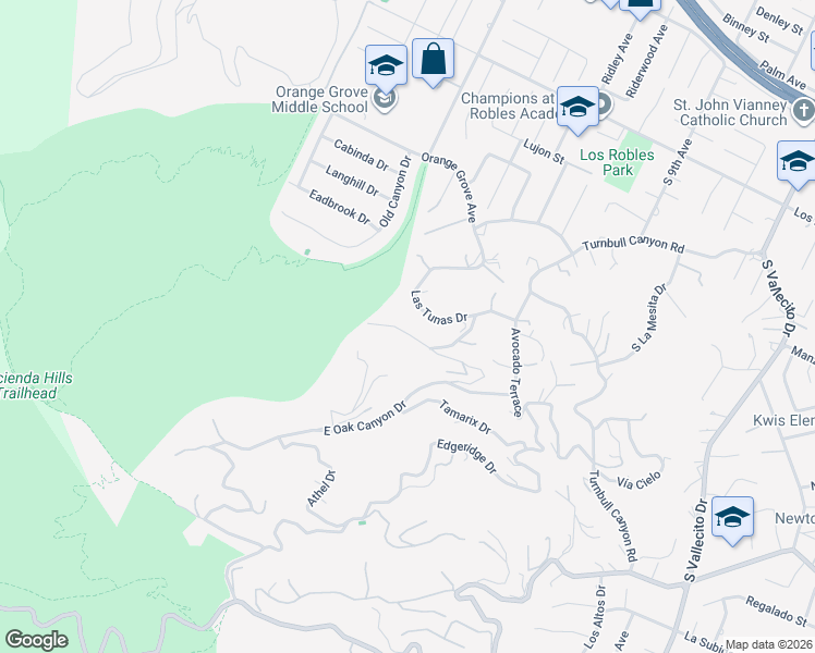 map of restaurants, bars, coffee shops, grocery stores, and more near 14757 Rockhill Drive in La Puente