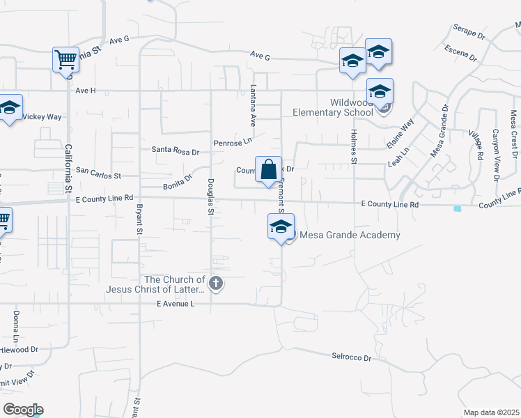 map of restaurants, bars, coffee shops, grocery stores, and more near 375 East County Line Road in Calimesa