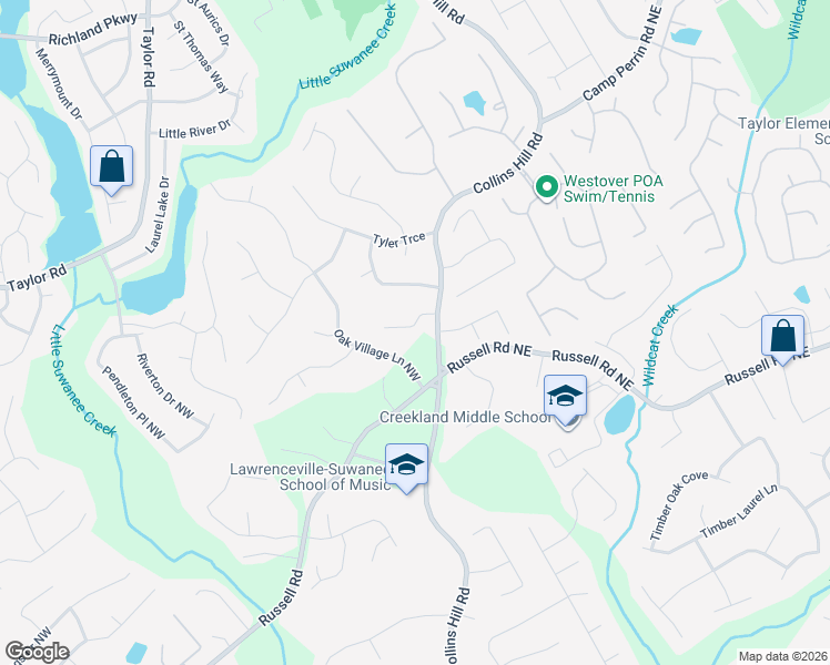 map of restaurants, bars, coffee shops, grocery stores, and more near 79 Gold Maple Road in Lawrenceville