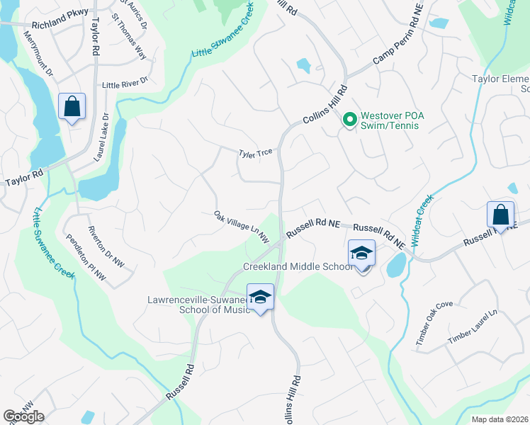 map of restaurants, bars, coffee shops, grocery stores, and more near 79 Gold Maple Road in Lawrenceville