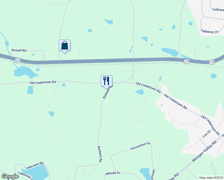 map of restaurants, bars, coffee shops, grocery stores, and more near 568 Old Cedartown Road in Rockmart