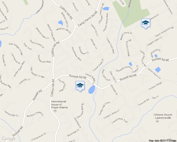 map of restaurants, bars, coffee shops, grocery stores, and more near 1660 Laurel Creek Dr in Lawrenceville