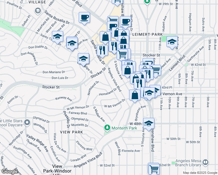 map of restaurants, bars, coffee shops, grocery stores, and more near 4261 Palmero Boulevard in Los Angeles