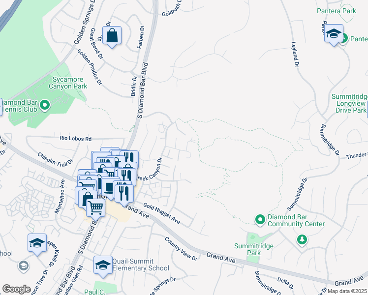 map of restaurants, bars, coffee shops, grocery stores, and more near 963 Dare Court in Diamond Bar