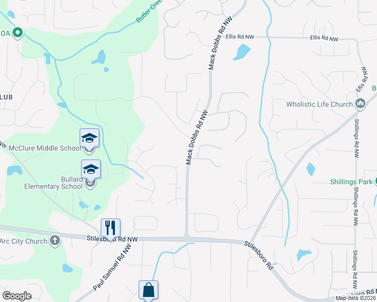 map of restaurants, bars, coffee shops, grocery stores, and more near 3275 Enclave Court Northwest in Kennesaw