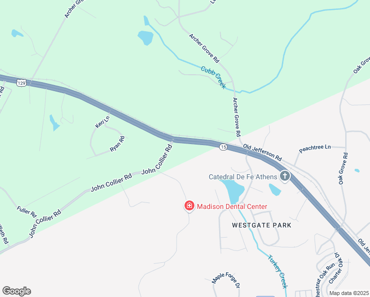 map of restaurants, bars, coffee shops, grocery stores, and more near 12068 U.S. 129 in Athens
