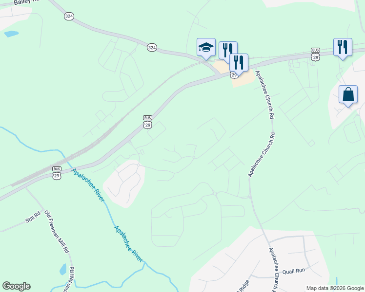 map of restaurants, bars, coffee shops, grocery stores, and more near in Auburn