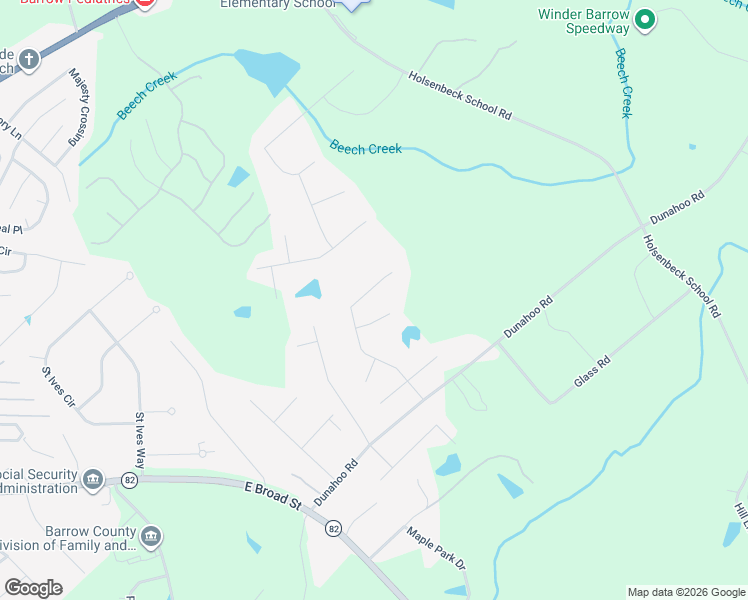map of restaurants, bars, coffee shops, grocery stores, and more near 392 Emma Drive in Winder