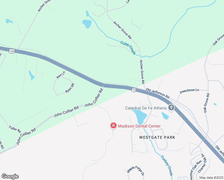 map of restaurants, bars, coffee shops, grocery stores, and more near 12068 U.S. 129 in Athens