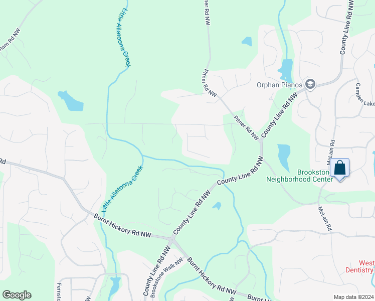 map of restaurants, bars, coffee shops, grocery stores, and more near 2044 Ursuline Way Northwest in Acworth