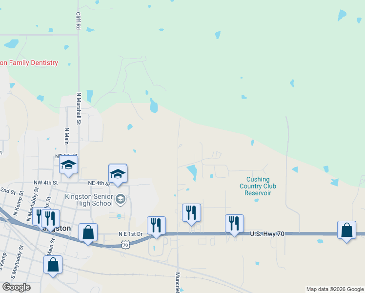 map of restaurants, bars, coffee shops, grocery stores, and more near 9998 Rattler Ridge in Kingston