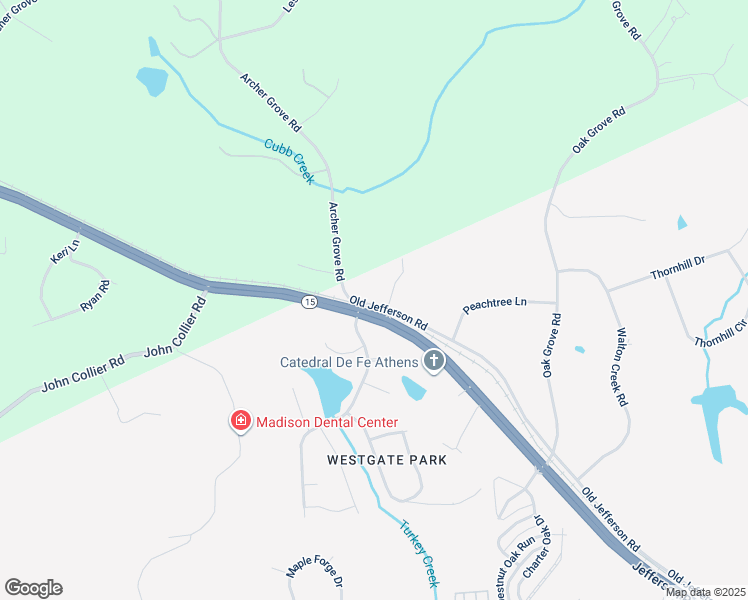 map of restaurants, bars, coffee shops, grocery stores, and more near 6350 Old Jefferson Road in Athens