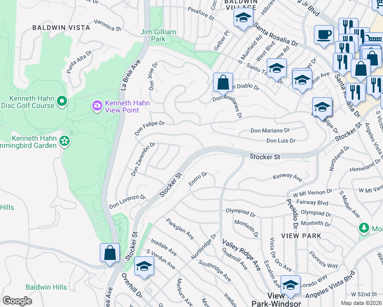 map of restaurants, bars, coffee shops, grocery stores, and more near 4415 Don Tomaso Drive in Los Angeles